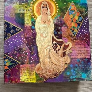Kwan Yin Quan Yin on canvas mixed media one of a kind wall art 6” x 6”